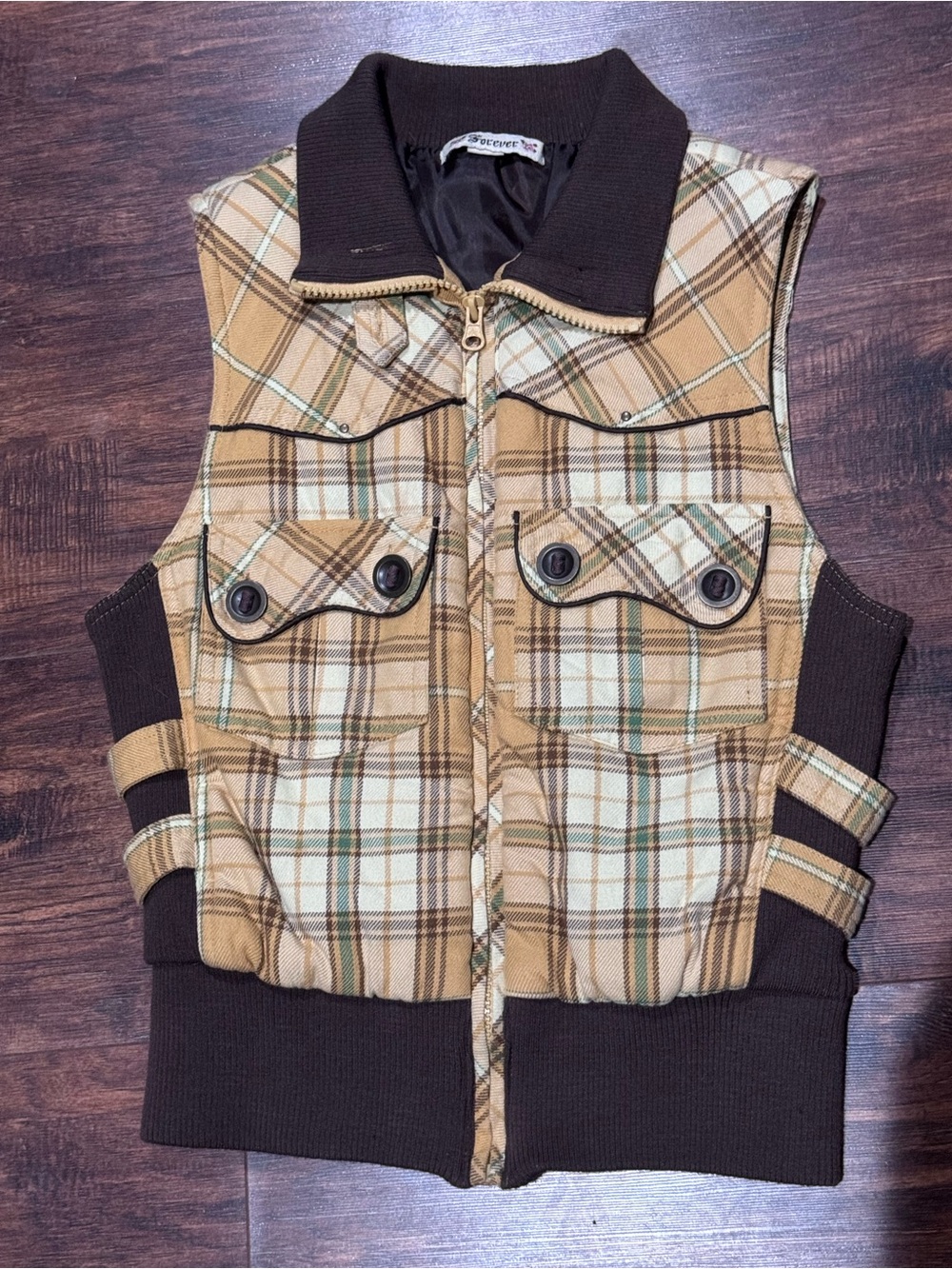 Vintage Forever 21 Plaid Puffer Vest Y2K